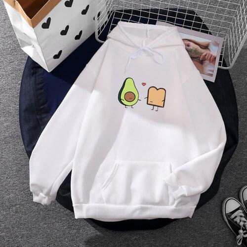 Korean Couple Hoodies Lover Harajuku Cute Avocado Bread Cartoon Hoodies Women Long Sleeve Streetwear Oversize Sweatshirts
