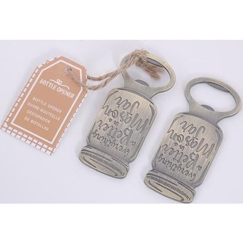 Creative Vintage Mason Jar Metal Beer Bottle Opener Personalized Favors and Gifts for Party Supplies Wedding