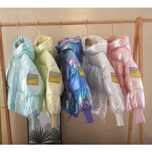 Childrens clothing fashion new kids down cotton jacket hooded coat winter warm colorful coat big girls boys clothes 10 12 year