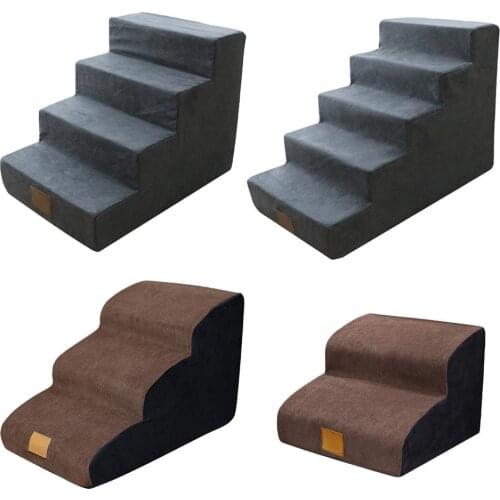 Dog Stairs Pet 2/3/4/5 Steps Stairs Cat Dog House Pet Ramp Ladder High Density Foam Pet Stairs Climbing Compressed Ladder Ramps