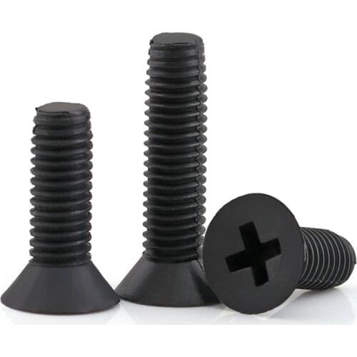 M2.5 M3 M4 M5 M6 Black Nylon Phillips Flat Head Machine Screws Plastic Countersunk Screw Length 5-40mm