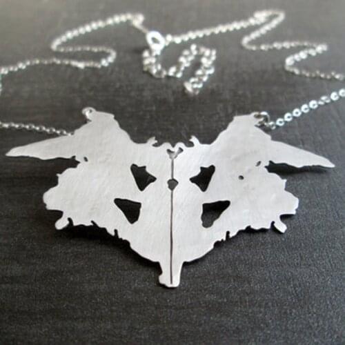 Rorschach test card psychology necklace graduation gift Statement necklace silver science necklace free ship