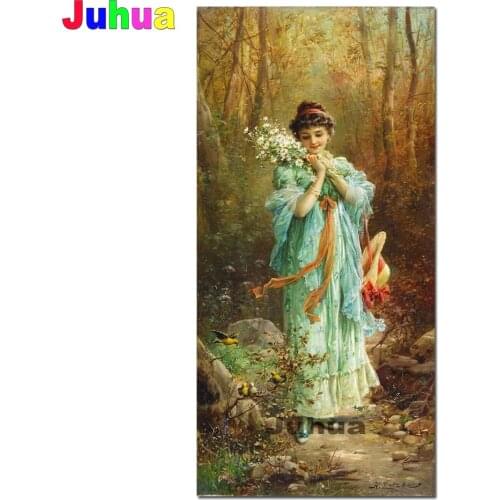 Full Square diamond embroidery"European woman Flower "3d pattern cross stitch kits mosaic diamond painting Retro Lady