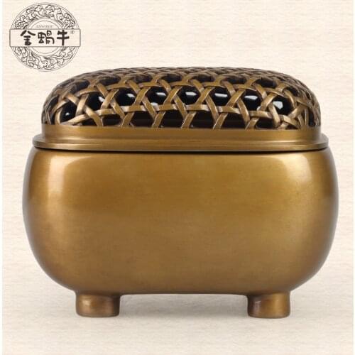 Rattan brushed Quartet fuming furnace copper handmade copper incense Temple incense censer gift