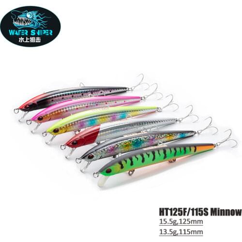 WATER SNIPER Floating Minnow Fishing Lure 13.5g 15.5g Dolphin Artificial Hard Bait With Treble Hooks Long Casting Pike Bass
