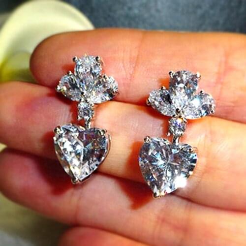 Huitan 2021 New Cubic Zirconia Stud Earrings for Women Brilliant Wedding Engagement Love Earrings High Quality Trendy Jewelry