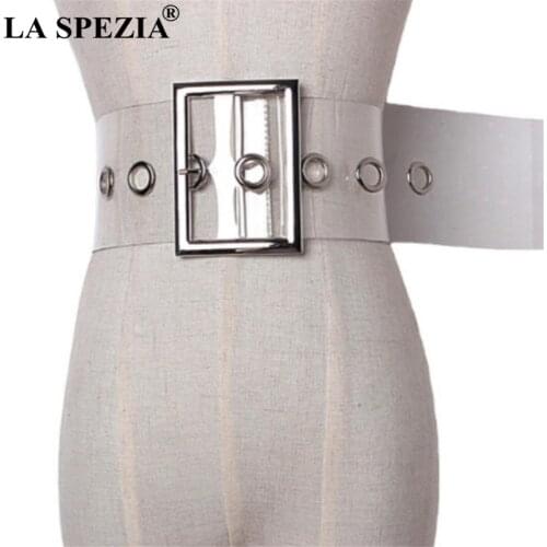 Wide Ladies Belt Pin Buckle Belt for Women Cummerbund PVC Transparent Female 2021 Fashion Brand New Belt Clear