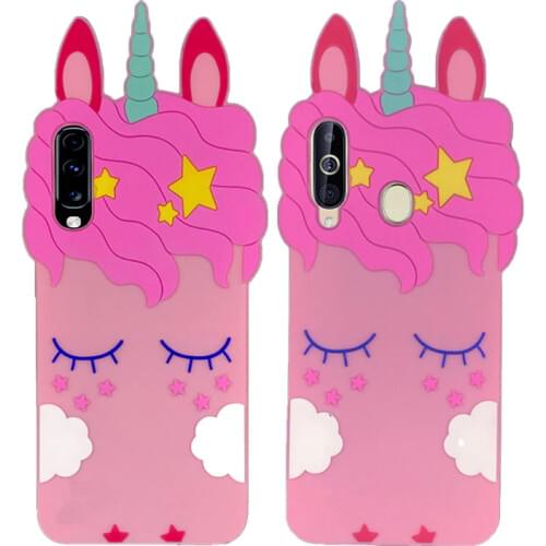 Cute 3D Cartoon Pink Unicorn Silicone Case For Samsung Galaxy A20 A30 A40 A50 A7 2018 A9 A71 Cover