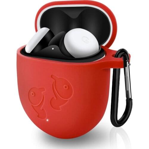 Silicone Protective Shockproof Cover Skin Case for Google Pixel Buds 2 (2020) Bluetooth Earbdus with Keychain Front LED Visible