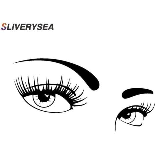SLIVERYSEA A Pair of Beautiful Eyes of Car Stickers Covering The Body of Fashion Vinyl Decals Car Styling Black/Silver