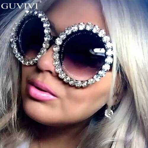 Oversized Round Diamond Sunglasses Women Trend Brand Crystal Sun Glasses Ladies Men Rhinestone Eyeglasses Oculos De Sol Feminino