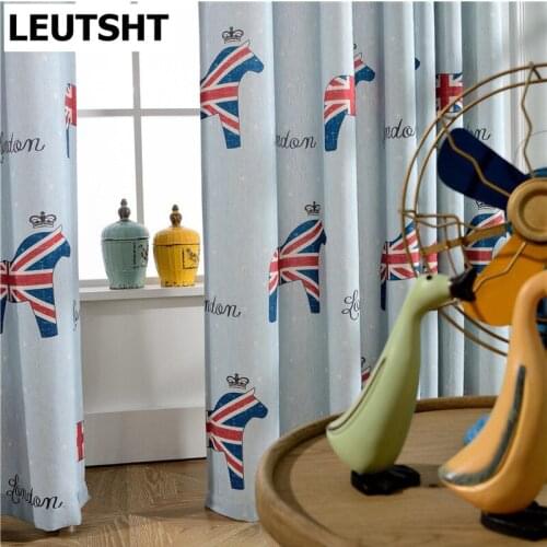 Modern Curtains for Living Dining Room Bedroom Cartoon Curtains Cotton Childrens Bedroom Finished Products Customization