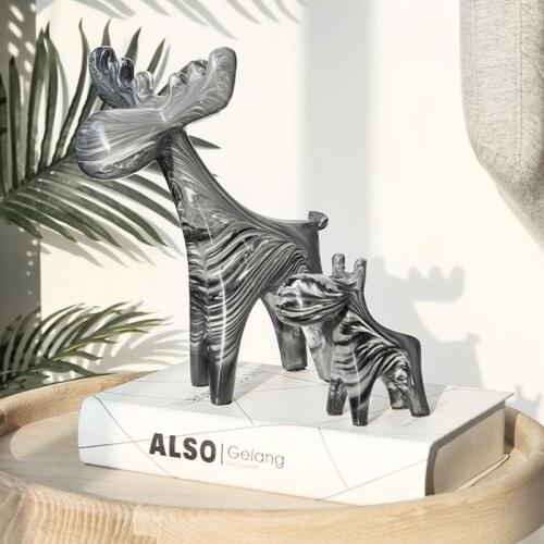 Resin Marble Texture Animal Luckly Deer Statue Figurines For Interior ValentineS Day Gift Home Desktop Decoration Accessories