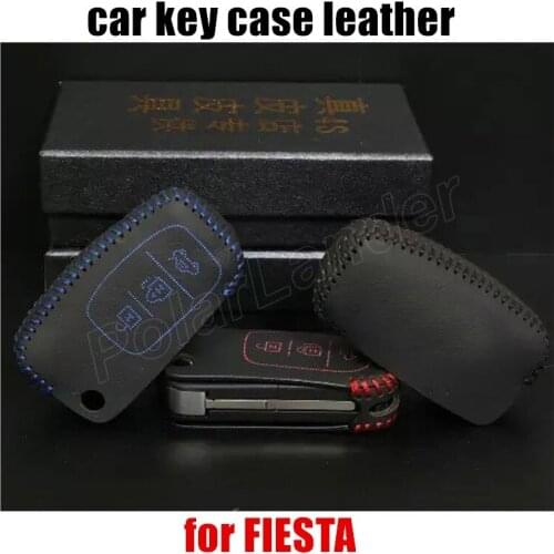 Only Red Free shipping Car Key Case Hand Sewing Leather car Key Cover Fit for FORD NEW FOCUS ESCORT ECOSPORT KUGA MONDEO