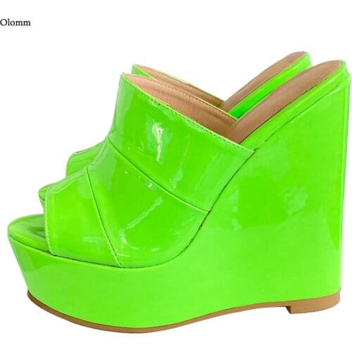 Olomm Customize Women Summer Platform Sandals Outside Slippers Wedges Heels Open Toe Gorgeous 11 Colors Leisure Shoes Size 5-20