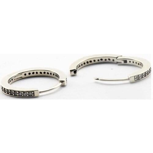 Clear CZ Round Shape Hoop Earrings for Women Sterling Silver 925 Jewelry Crystal Signature Women Earrings Fashion Jewelry