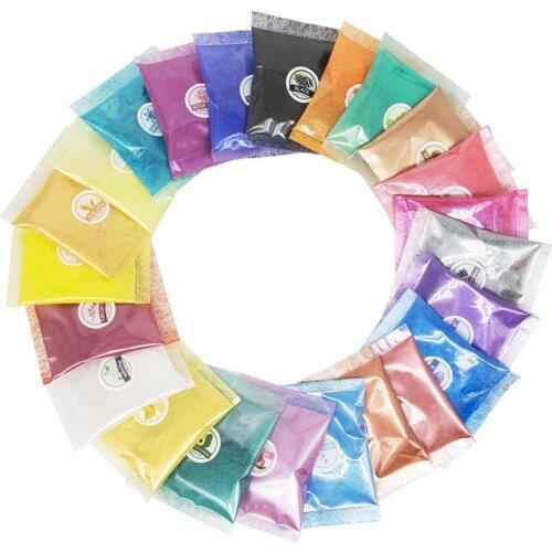 10g/Bag Natural Mica Mineral Handmade Soap Colorful Pearlescent Powder Pigment Mica Nail Glitter Pearl Powder Pigment 24 Colors
