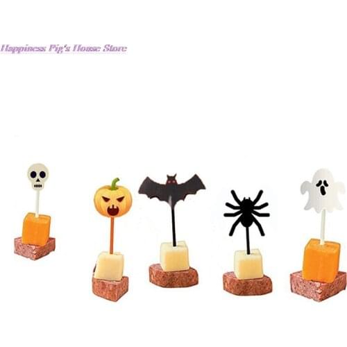 10pcs/set Cartoon Children Cake Dessert Pick Toothpick Lunch Pick Halloween Fruit Fork Food Fork Bento Lunches Party Decoration