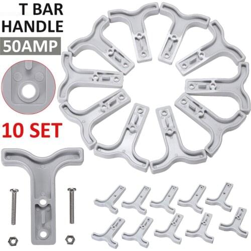 10pcs/set Grey Plug Connector T Bar Handle with 20pcs Nuts and Bolts for Anderson Style Plug Connectors Tool 50AMP 12-24V