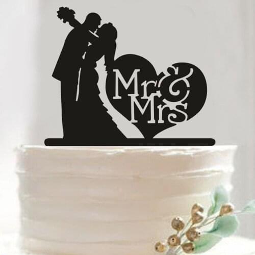 100pcs/lot Creative kiss LOVERS MR&MRS with heart design wedding cake inserted card Wedding Cake Topper Party Cake Decorations