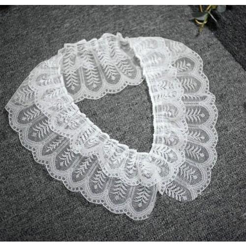 2Meters White Black Pleated Fold Lace Collar Applique Ribbon Trim For DIY Curtain Wedding Dresses Doll Clothes Skirts Hem Decor
