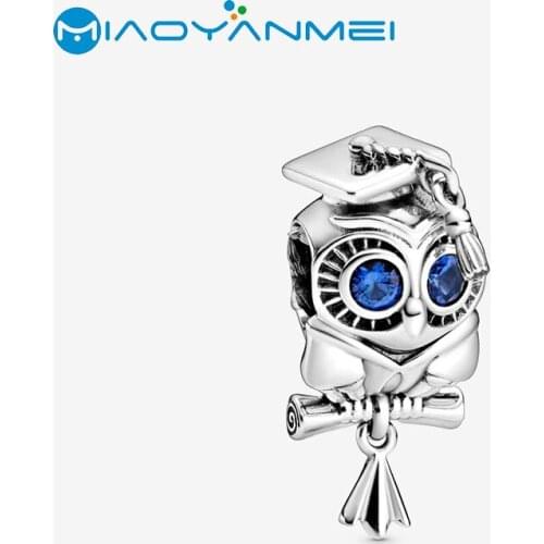 2020 New 925 Sterling Silver Beads Wise Owl Graduation Charm Fit Original Pandorador Bracelets Women DIY Fashion Jewelry Gift