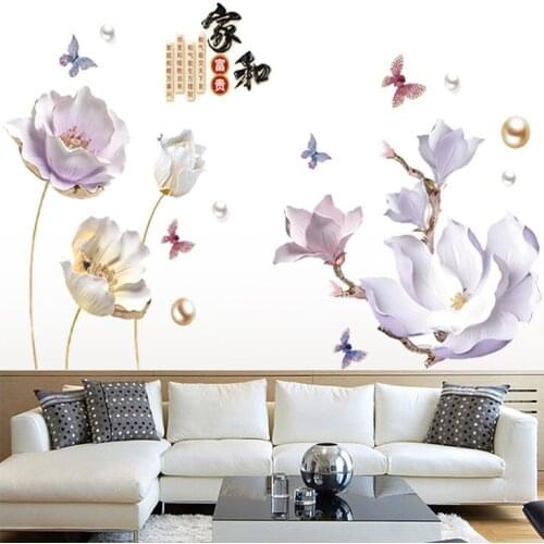 3D Effect Tulip Wall Sticker Flower Decals Living Room Bedroom Bathroom Home Decor Self Adhesive Posters Home Accessories