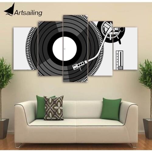 HD Printed 5 Pieces Canvas Art Painting Classic Nostalgia Old Record DJ Wall Poster for Home Decoration Free Shipping NY-7293C