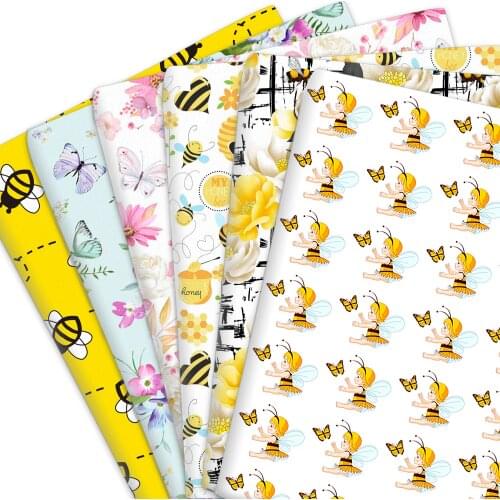 Yellow Bee Butterfly Pure 100% Cotton Fabric Patchwork For Quilt Tissue Kids Home Textile Sewing Doll Dress Curtain