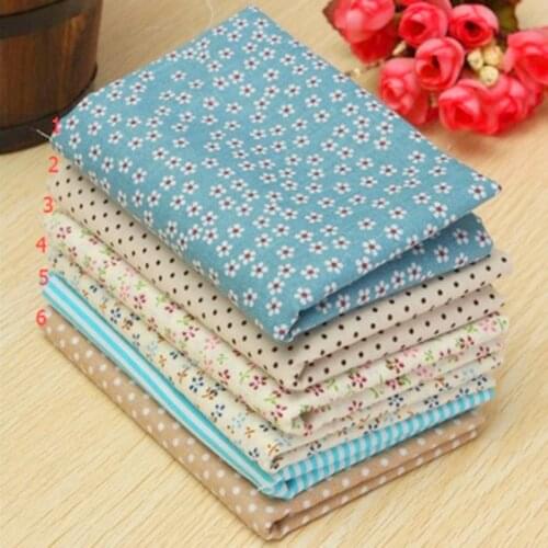 6PCS 25*25cm Mixed Cotton Printed Sewing Fabric For Needlework DIY Handmade Craft Cotton Cloth With Flower Square Crafts Cloth