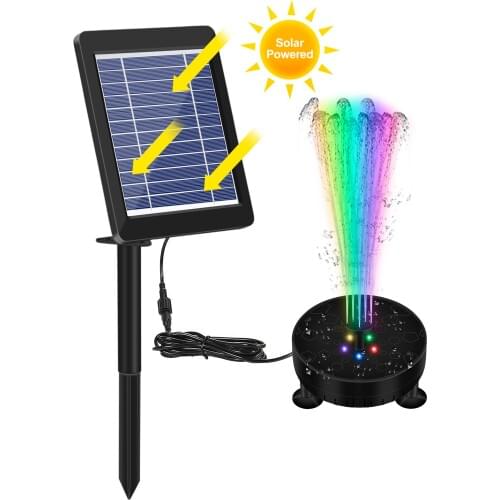 6V/3.5W Colorful Lamp Ground Plug-in Solar Water Fountain Garden Bird Bath Fountain Is Suitable For Gardens, Ponds, Fish Tanks