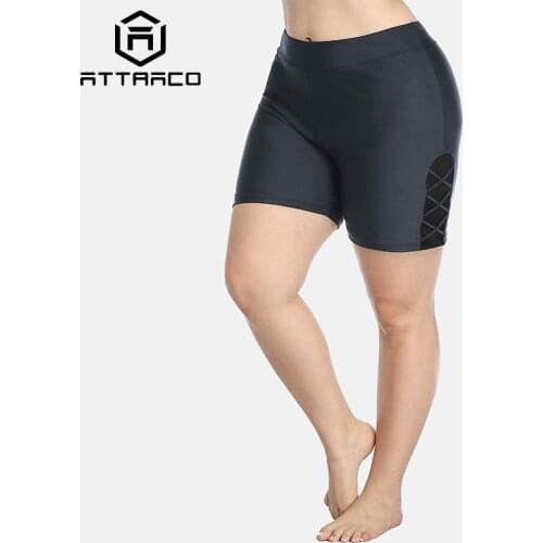 Attraco Plus Size Swim Shorts for Women Swimming Boyleg Board Shorts Swimwear Bottoms Lined