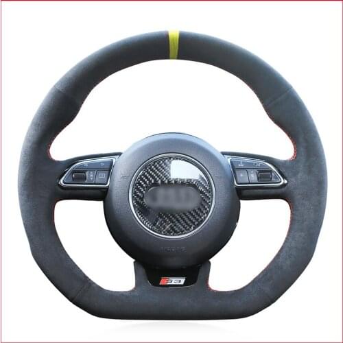 Mewant Black Suede Steering Wheel Cover for Audi S1 8X S3 8V Sportback S4 B8 Avant S5 8T S6 C7 S7 G8 RS Q3 8U SQ5 8R