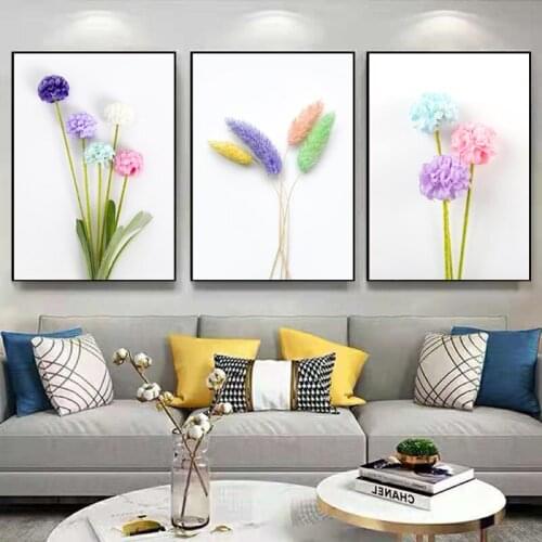 Flower Light Luxury Crystal Porcelain Living Room Decoration Painting Modern Restaurant Plant Small Fresh Mural