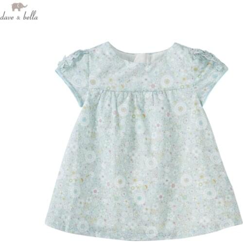DBS17634 dave bella summer baby girls cute floral print dress children fashion party dress kids infant lolita clothes