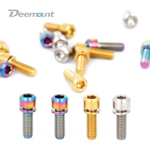 Deemount 6pcs/Lot Titanium TC4 Bolts M5x16 Hex Headed W/Washer for Stem Shifter Seatpost Clamp Ti Screw Bicycle Fastening Parts