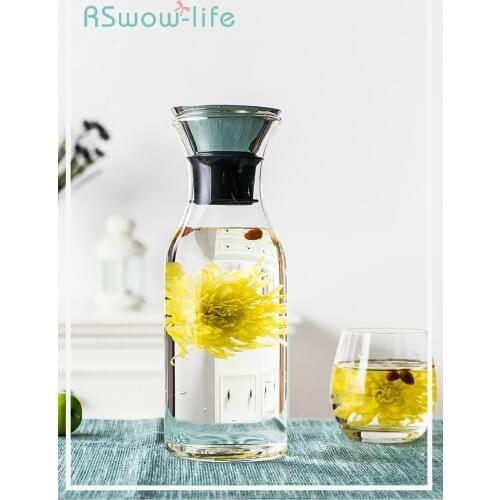 Household Transparent Heat-resistant Glass Jug Simple Large-capacity Summer Juice Bottle with Silicone Cover