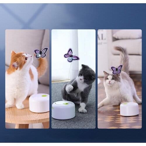Hoopet Electric Cat Toys Interactive Pet Funny Play Toys Butterfly Smart Teaser Stick Puppy Cat Toy