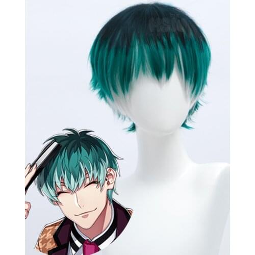 HSIU Brand Division Rap Battle Hypnosis MIC Role Playing cosplay Nurude Sasara Dark green gradient Short Fiber synthetic wig