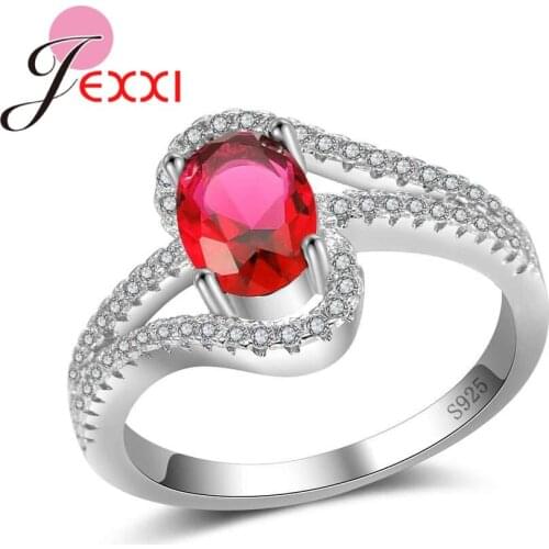 Simple Classic Design 925 Sterling Silver Jewelry For Women Bridal Propose Rings Prong Setting Oval Crystals Fashion Bague