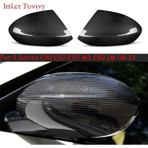 Add on Type Mirror cover for 3 Series E90 E92 E93 Real M3 E82 1M Carbon Fiber Side Door Rearview Caps 2008-2013