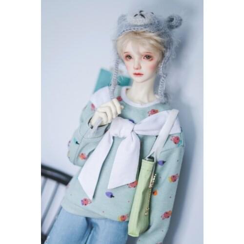 BJD doll dress is suitable for 1/3size MSD Uncle Green rabbit design with ribbon and velvet hoodie T-shirt doll accessories