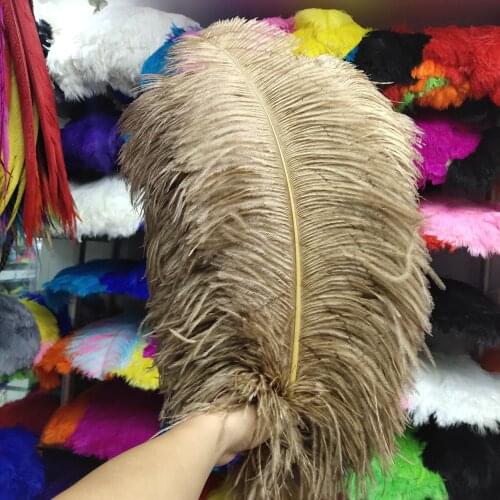 Hot 50 pcs High Quantity Brown 24-26inch/60-65cm "thick Stem" Male Ostrich Feathers DIY Jewelry Craft Making Decoration