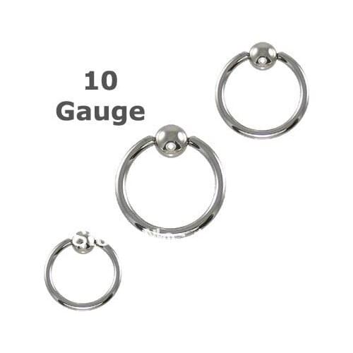 Min. order $10) Free Shipping Heavy Gauge 316L Surgical Steel Captive Bead Ring 10 Gauge Mixed Sizes