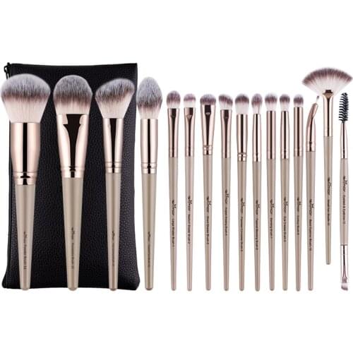 ANMOR 16Pcs Makeup Brushes Set Wooden Handle Synthetic Hair Make Up Brush For Powder Contour Highlighter Eyeshadow Palette