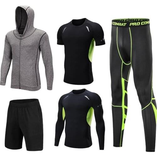 New Style Mens Sportswear Suits Compression Gym Tights Training Clothes Workout Jogging Sports Running Set Tracksuit Dry