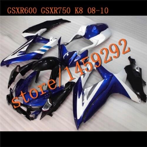 New hot motorcycle fairing kit for suzuki injection gsxr 600 750 08-10 blue white black fairings gsxr600 2008-2010