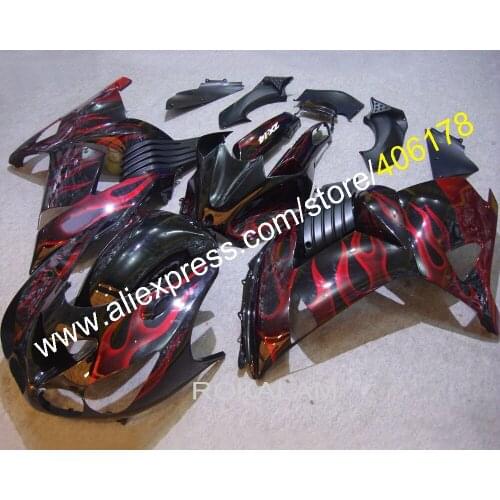 ZZR1400 Fairing For Kawasaki Ninja ZX14R 2006-2011 ZX 14R Red Black Flame Motorcycle Fairings (Injection Molding)