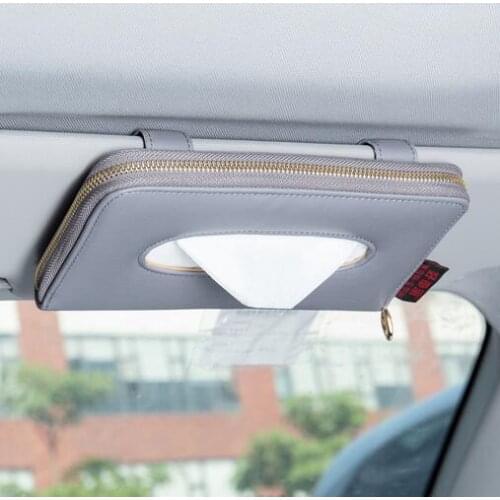 Car Zipper Sun Visor Tissue Box PU leather car tissue box napkin holder car tissue holder car seat box Paper Holder Towel