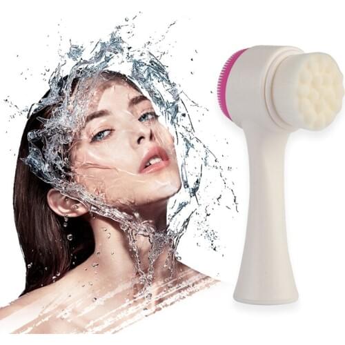 3D Face Cleaning Massage Vibrating Face Wash Product Skin Care Tool Hot Double Side Silicone Face Cleansing Brush Size Portable